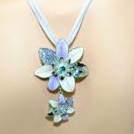 Flower Necklace - Purple Flower Necklace Set -..