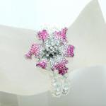 Pink Flower Stretch Beaded Bracelet - Flower..