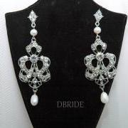 Pearl Silver Plated Earrings - Gift - Bridal Earrings - Wedding Jewelry