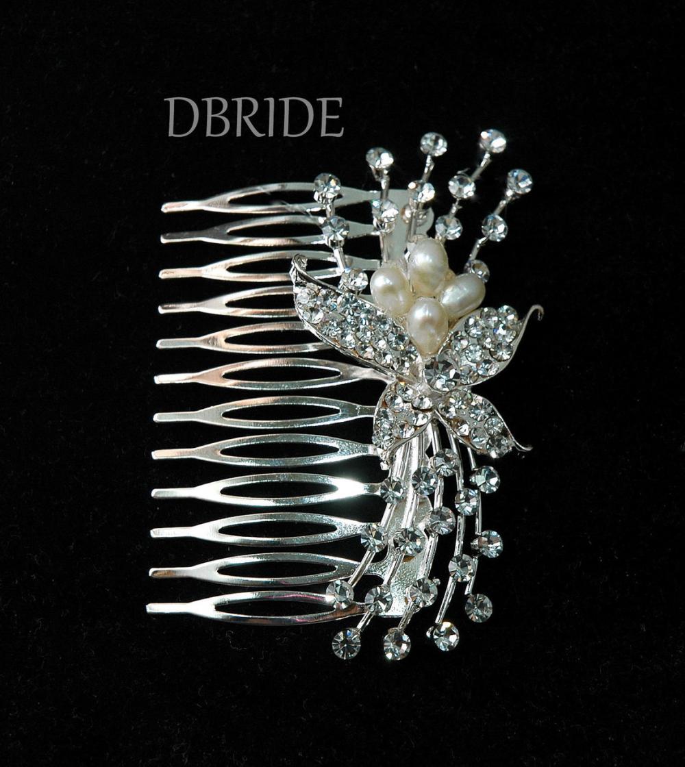 Rhinestone Flower Hair Comb - Bridal Comb - Rhinestone Hair Comb - Diamante Hair Jewellery - Head Piece
