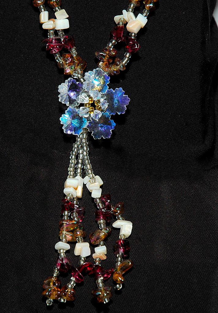 Mix Gems Long Necklace - Flower Necklace - Gift