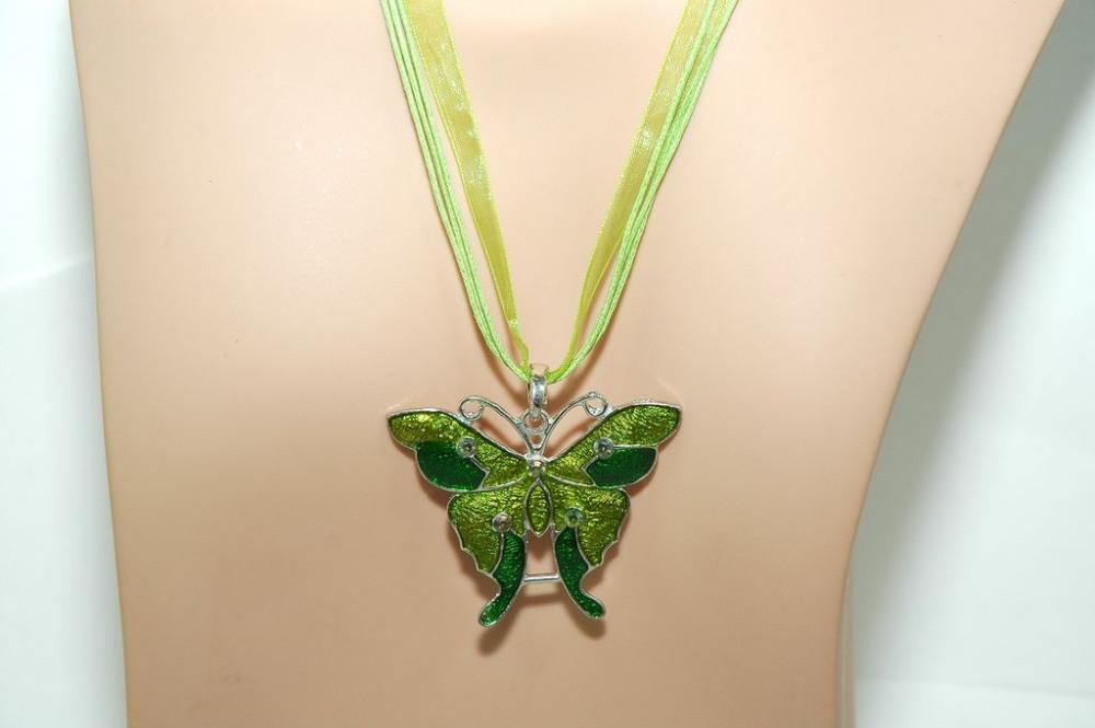 Butterfly Necklace Set - Green Butterfly Necklace - Gift - Butterfly Earrings