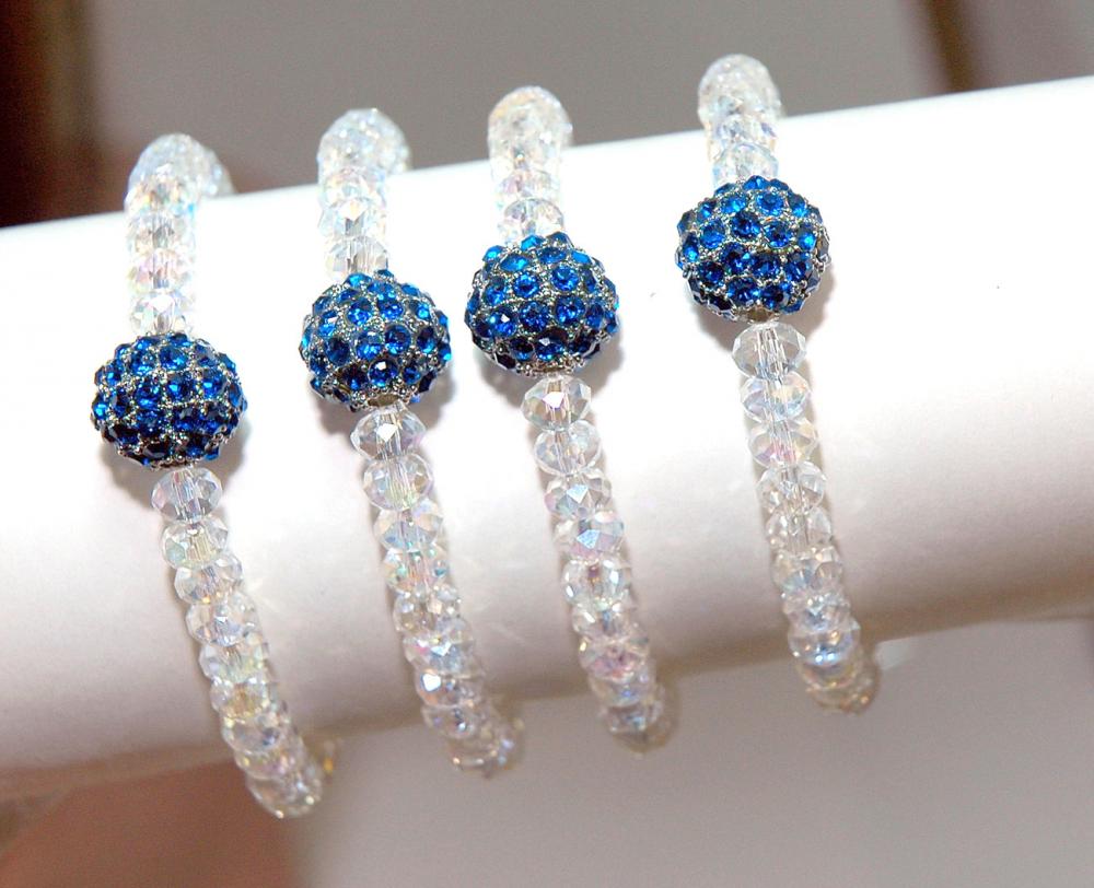 Set Of Four Bridesmaids Bracelets- Something Blue Bracelets - Wedding Jewellery