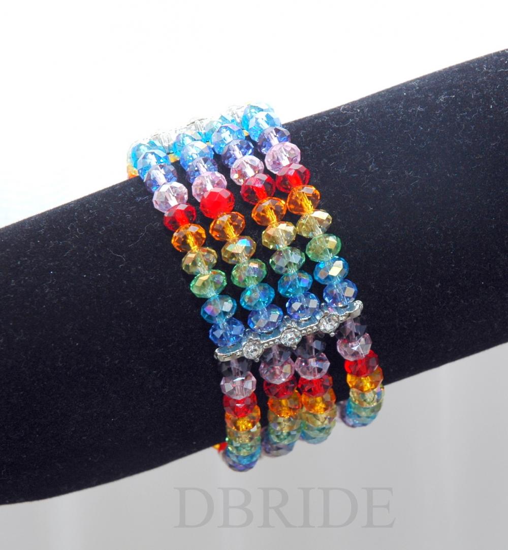 Rainbow Beaded Bracelet Multi Strand Bracelet Colorful Bracelet on