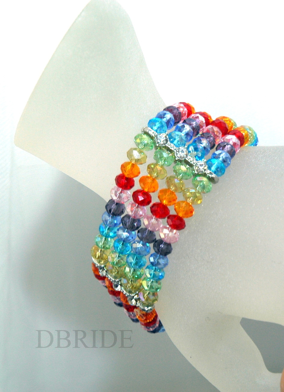 Rainbow Beaded Bracelet - Multi Strand Bracelet - Colorful Bracelet on ...